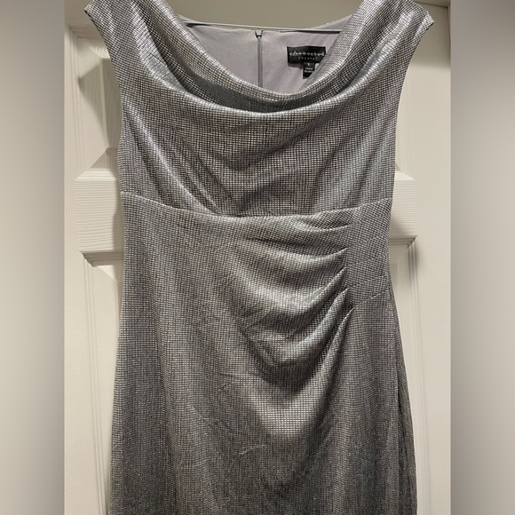 Connected Apparel Silver Metallic Evening Dress - Picture 4 of 7
